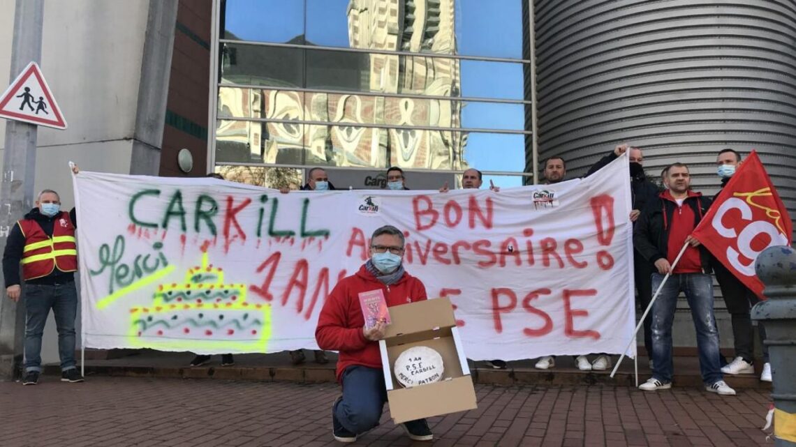 – Un gâteau et une manif’ pour fêter l’anniversaire du PSE de Cargill Haubourdin